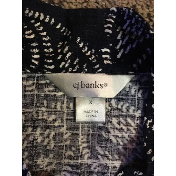 CJ Banks Jacket Womens X 14W Used Navy No Collar Zip Front Lightweight - Picture 11 of 12